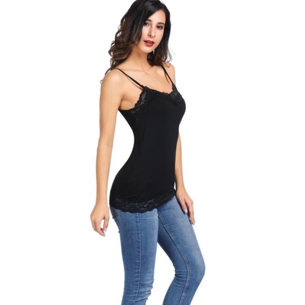 NWT Kate Kasin Solid Tops Strap Sleeveless Floral Lace
Size L